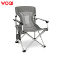 WOQI Stylish and Practical Heavy Duty Camping Chair Metal Folding Hard Arm with Padded Mesh Back Durable and Comfortable
