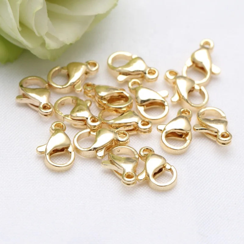 9.5mm Lobster Clasp Lead & Nickel Free Copper Gold Plated Lobster Clasp for Necklace Making Jewelry Clasp