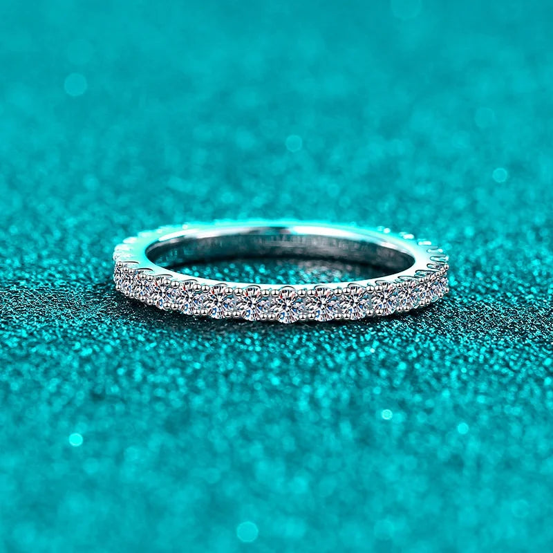 S925 Sterling Silver Minimalist Starry Band Moissanite Rings for Women Perfect Couple Gift