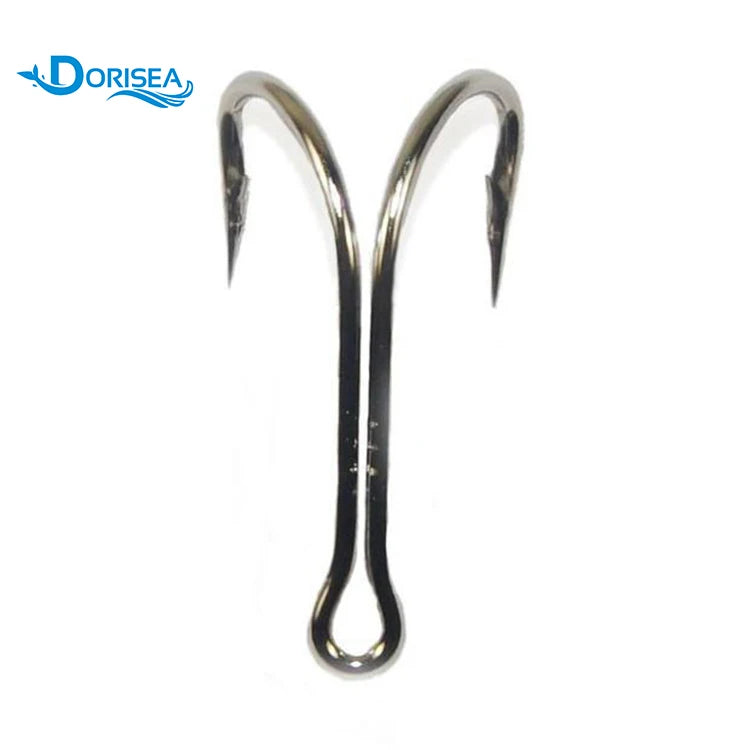 DORISEA 8238 Double Hook Soft Worm Ray Frog Fly Fishing Hook High Carbon Steel Jig Bass Shark Snapper Shrimp Perch Stream Sea