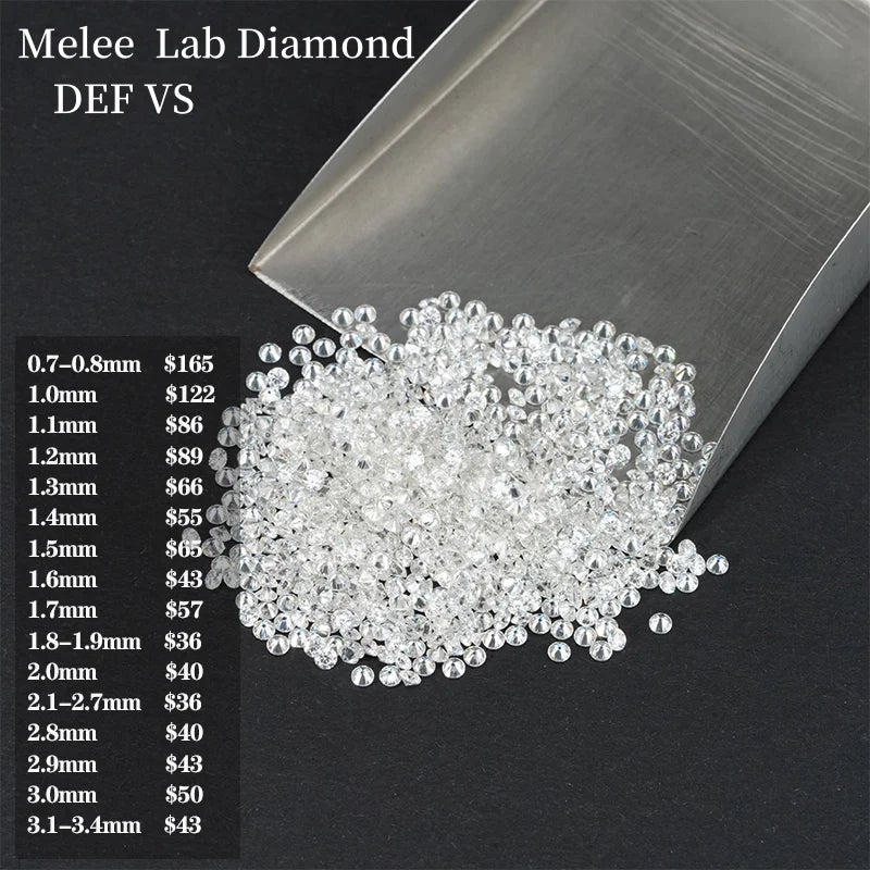 Starsgem 24h Shipping Melee Diamant 1mm 2mm 3mm DEF White Round Small Size HPHT CVD Lab Grown Diamonds MegaBDM