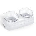 Custom Double Transparent Plastic Cat Dog Water Bowl With Raised Stand Food Water Feeder Neck Protective Pet Bowl