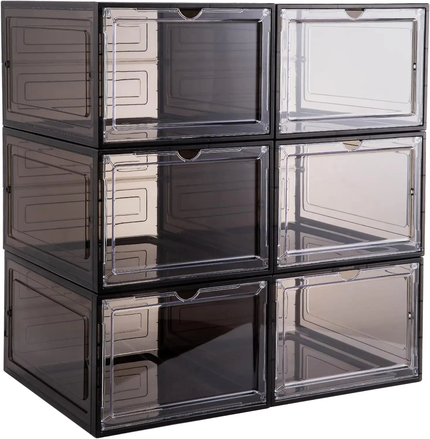 PP Clear Stackable Modern Shoe Storage Boxes 12 Pack Eco-Friendly Foldable Plastic Household Shoes Organizer for Closet