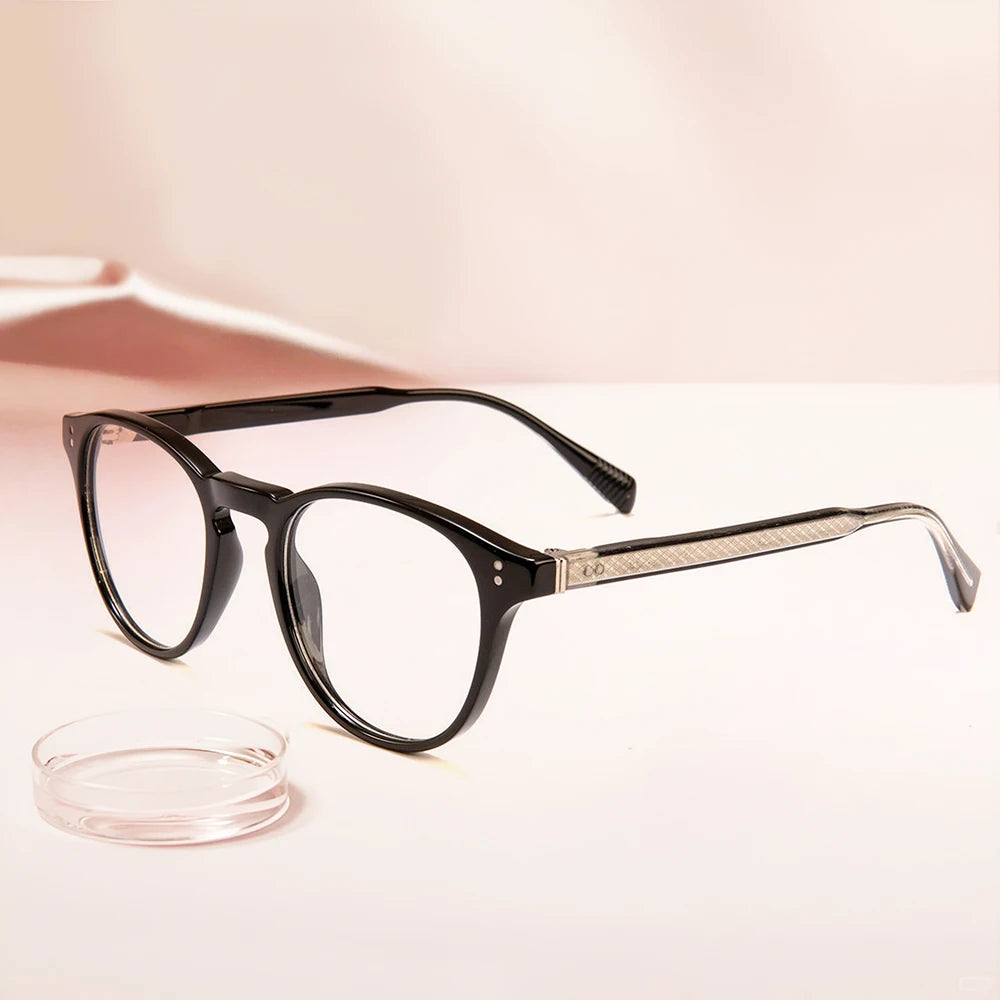 Trendy Handmade Acetate Eyeglasses for Men and Women Eyeglasses Frames Transparent Grey Acetate Optical Frame Lunette De Soleil