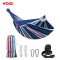 WOQI New Canvas Cotton Fabric Hammock with Tree Straps Carrying Bag for Garden Backyard