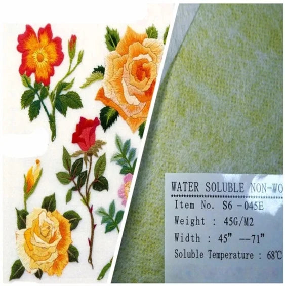 Eco-friendly OEKO-TEX Certified White Stabilizer Non-Woven Fabric Tearaway PVA 100% Polyester Cold Hot Water Soluble for
