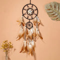 Vintage Style Dreamcatcher Wall Art Natural Feather and Crystal Boho Zen Spiritual Decor for Bedroom Spaces