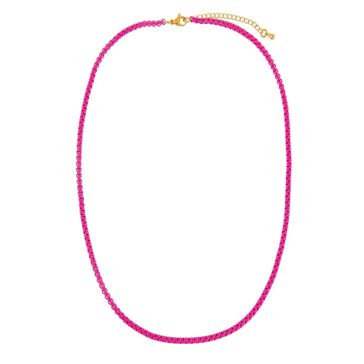 Factory Spot 3mm Stainless Steel Neon Colored Enamel Chain Choker Necklace