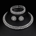 Wedding Jewelry 2023 New Bride New Fashion Flower Diamond Necklace Earring and Bracelet Three-piece Set Dropshipping