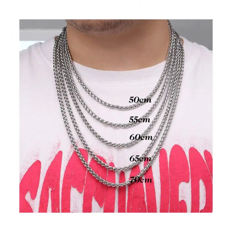 Chris April 316L Stainless Steel PVD Silver Plated Strand Chain Necklace