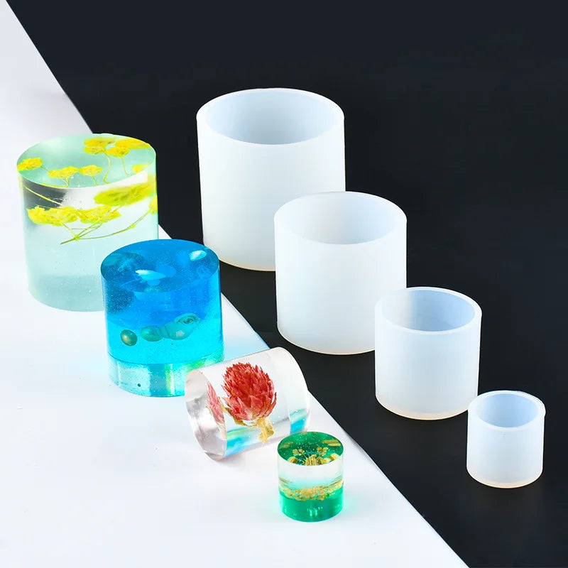 Cylinder Transparent Silicone Mold Resin Candle Wax Mould