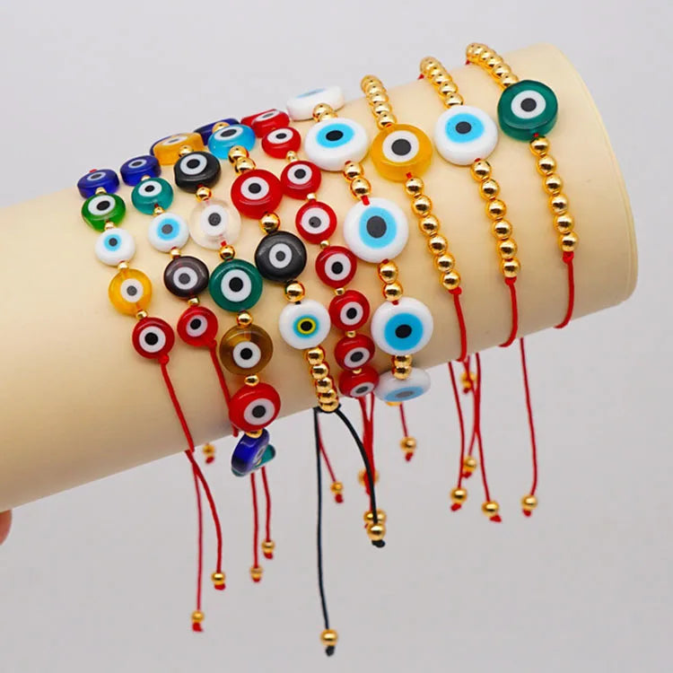 BG1094 Fashion Adjustable  Gold Accent Small Beads Evil Eyes Bracelet  Evil Eyes Protection Spiritual Bracelet for Gifts