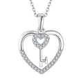 Fine Jewelry Necklaces 925 Sterling Silver Pendant Necklace Chain Womens CZ Love Heart Key Necklace for Wedding Valentine Gift