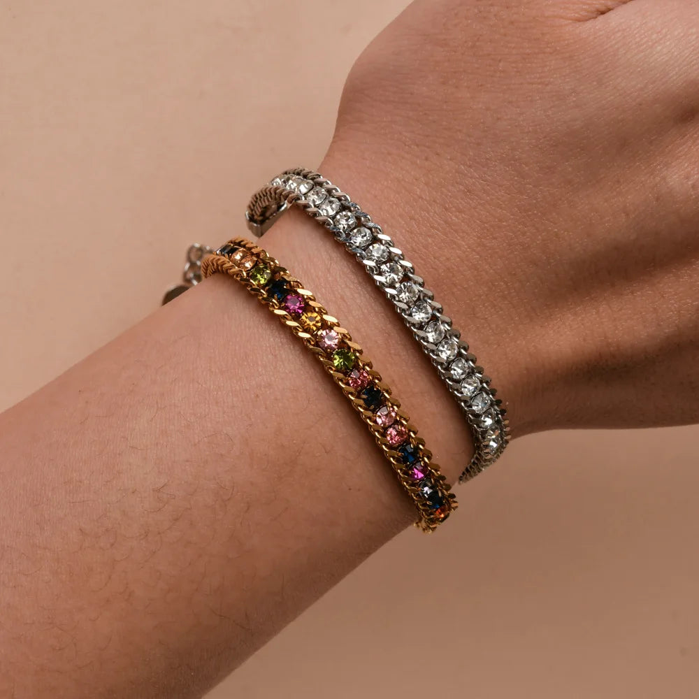 Hot Sale Golden Chain Stainless Steel Bracelet Tennis Bracelet for Women Not Fade Bracelet Personality Trend Senior Hand Jewelry