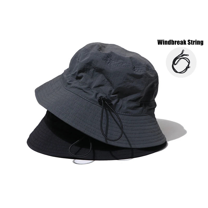 Accept Custom logo Packable Foldable Quick Dry Fishing Sun Hats for Men Mens Plain Blank Bucket Caps with String