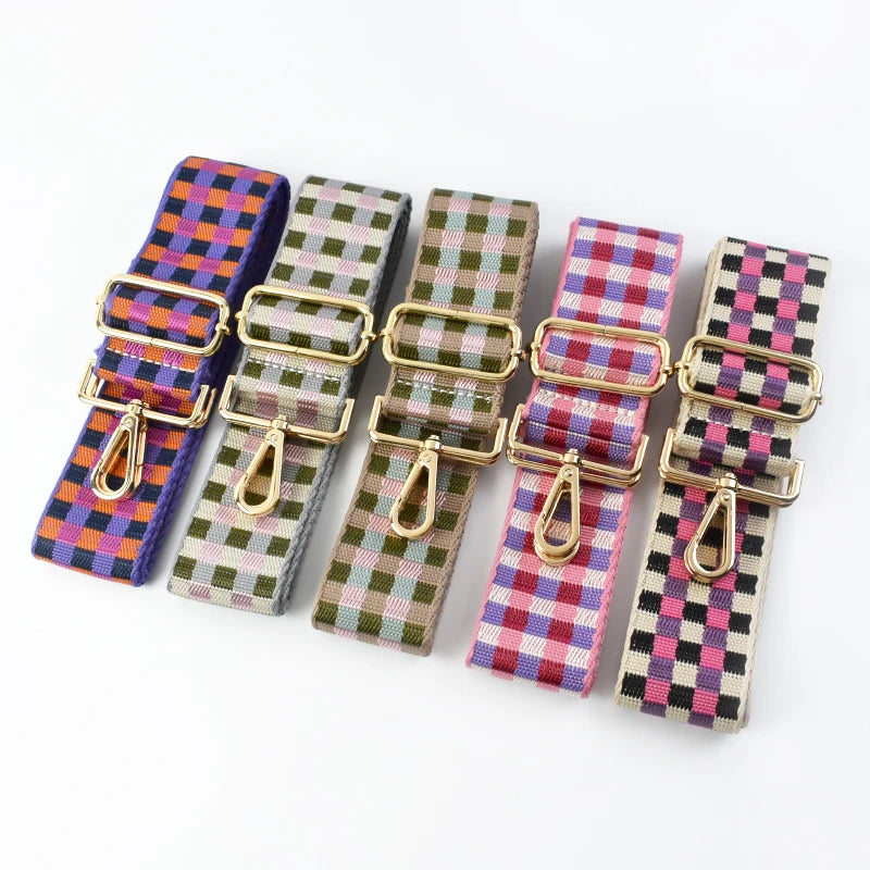 Meetee B-J364 5cm Color Checkerboard Wide Shoulder Strap Handbag Accessories Adjustable Crossbody Bag Strap