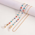 Gold Plated Stainless Steel Sunglasses Necklace Colorful Evil Eyes Beaded Facemask Chain High Quality Eyewear Lanyard