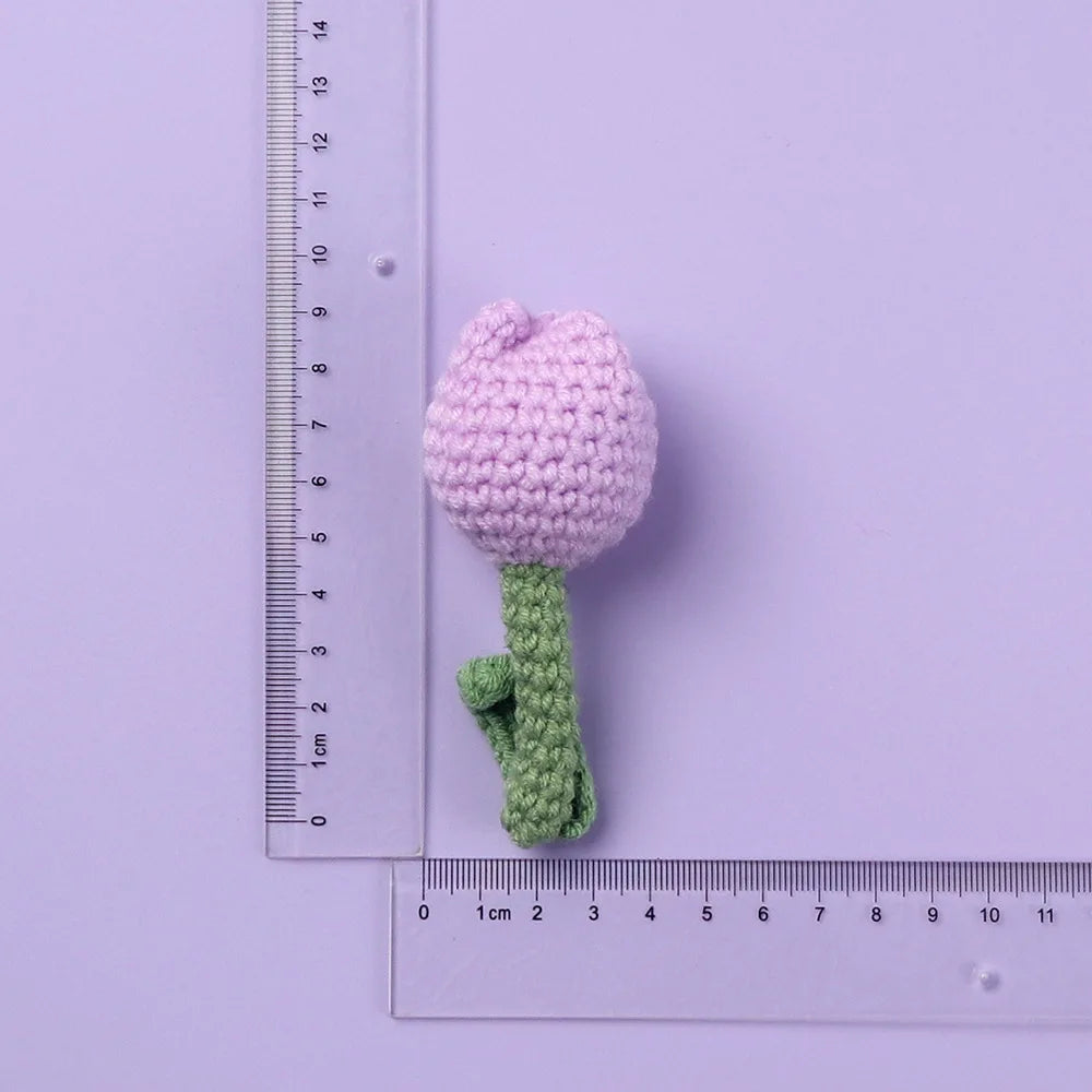 High Quality Multi Color Crochet Tulip Lily of the Valley Keychain & Pendant Artificial Woolen Knitted Flower Plant Ornament