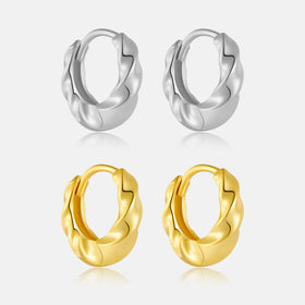 FUAMAY Dainty 925 Sterling Silver Hoop Earrings 18K Gold Plated Plain Twisted Chunky Earrings
