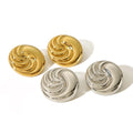 Trendy Fashion Statement Vortex Texture Geometric Round Stud Earrings Jewelry Non Tarnish Gold Plated Stainless Steel Earrings