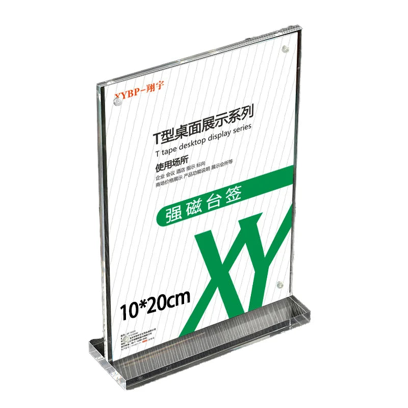 Custom Size A5 A6 Advertising Display Stand Tabletop Menu T Shape Transparent A4 Desktop Strong Magnetic Acrylic Modern