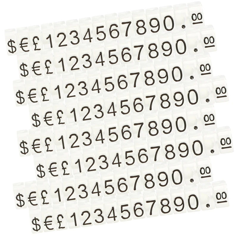 Luxury Mini Clear Plastic Price Tags 3mm Embossed Number Price Cubes Sticker Logo Jewelry Display Racks Shop Counters Yinliang