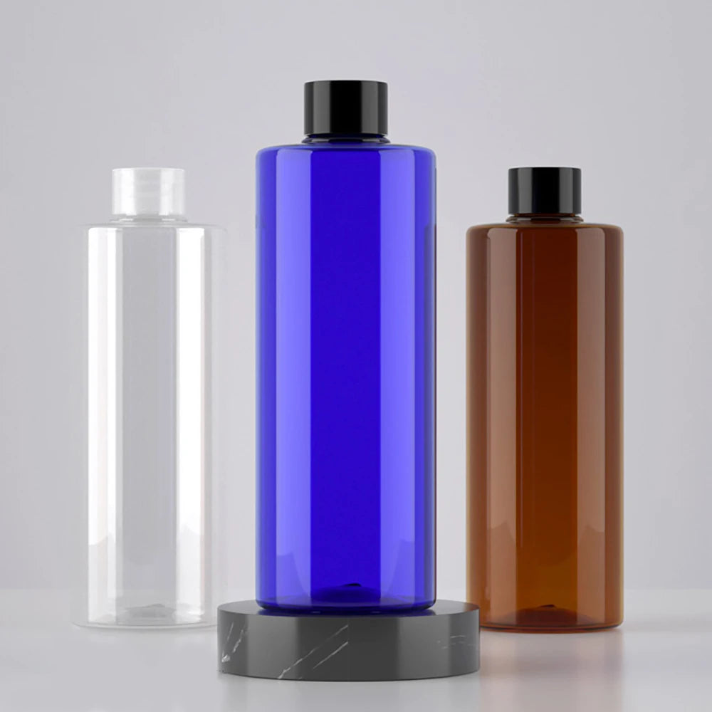 500ml PET Plastic Cosmetic Flat-shoulder Bottle with Pump Sprayer for Face Cream Shampoo & Lotion Screen Printing