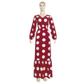 Islamic Polka Dot Ruffle Dress Large Size Women's Clothing Fashion Dress Chiffon Long Sleeve Polka Dot Dress