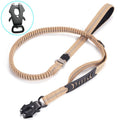 Padded Double Foam Handle Dog Leash with Aluminum Frog Clip Car Seat Belt Tactical Bungee Training for Pets Nylon Material