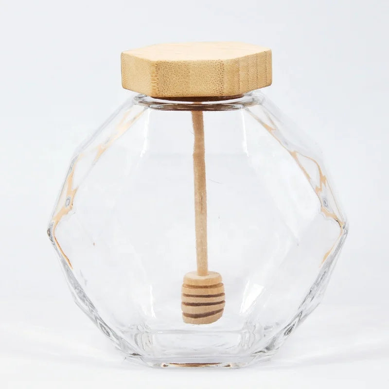 750ml Honey Glass Jar with Metal or Bamboo Wooden Lid for Sale