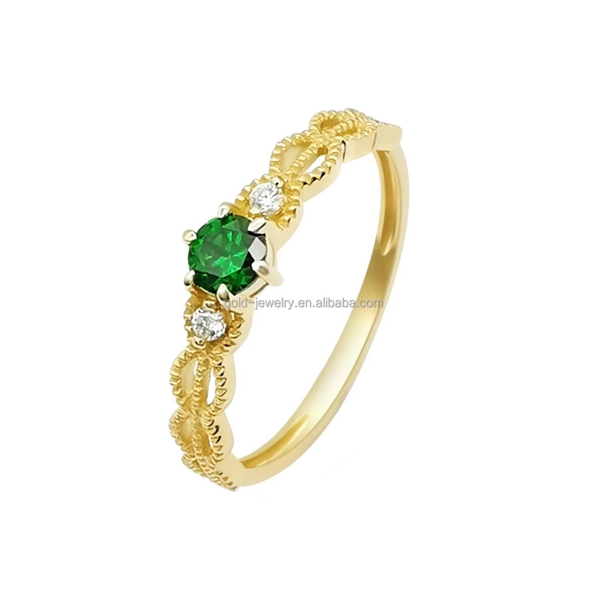 Simple Design AU585 14K Gold Rings Women Gemstone Finger Rings Gift Pure Gold Jewelry Wholesale