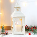 2024 Christmas Metal Lanterns White Vintage Windproof Lantern Hanging Wedding Decorative Lantern for Indoor Outdoor