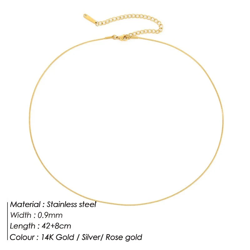 Fashion Beach Style 316L Stainless Steel IP Plating 14K Gold Plated 0.9mm 50cm Round Snake Chain Necklace