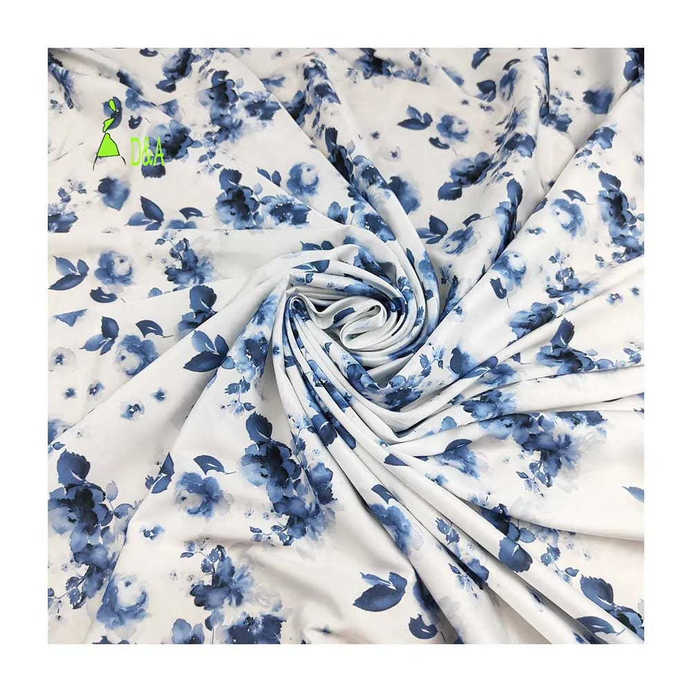 Beautiful Eco-Friendly Water Colored Flower Soft Silk Satin Woven Fabric Printed 100% Polyester Wrinkle Resistant Lightweight