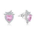 QX Custom OEM Fine Luxury Jewelry Heart 925 Sterling Silver Pink Zircon Gemstone Jewellery Drop Earrings for Womens