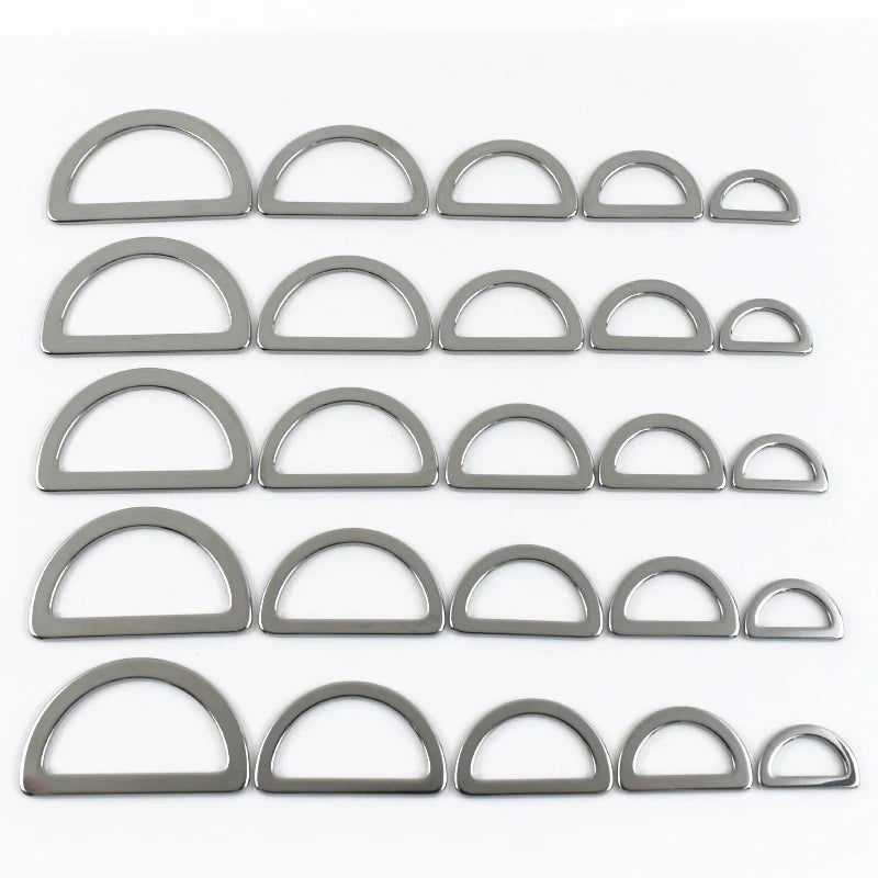 Meetee XP094 15-38mm Stainless Steel D Rings for Bag Strap Backpack Webbing Clasp DIY Keychain Ring Pet Collar Hook Buckles
