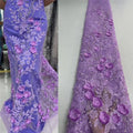Wholesale Lace Bead Tube Sequin Embroidery Flower Fabric Flower Mesh Embroidery Women Wedding Dress Fabric