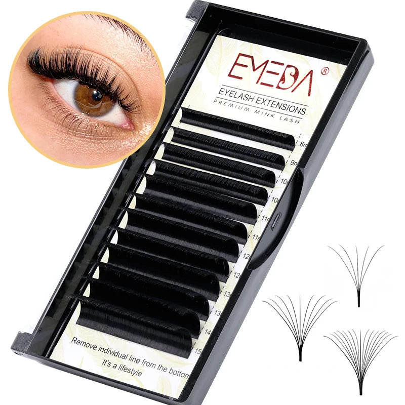 EMEDA Wholesale Cashmere Blooming Eyelash Extensions Self Fan Lash Supplies Mink Volume Rapid Fast Easy Fan Lash Extension Trays