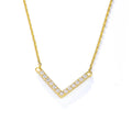 Anniversary Gift 925 Sterling Silver Dainty Cubic Zircon Letter Plating 14 Gold Bar V Necklace for Women Bridal