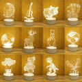 LED 3D Night Light Modern Acrylic Christmas Lamp 4W Kids Room Decor Bedroom 3D Illusion Anime Stylish Table Desk Base