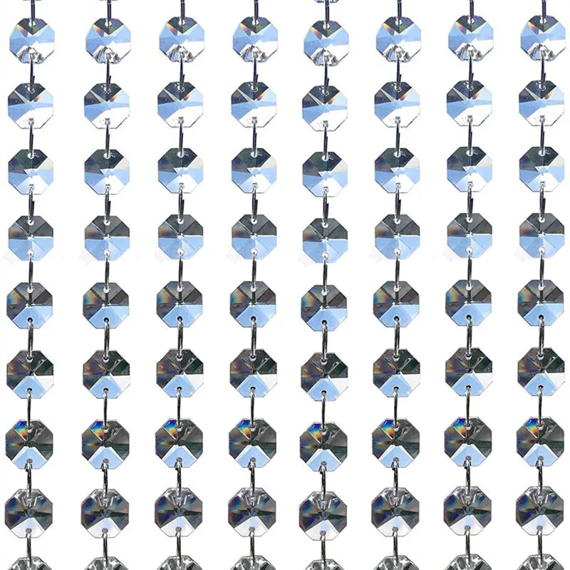 Hanging 14mm Clear Glass Crystal Octagon Beads Lamp Chain Garland for Chandelier and Wedding Home Decoration