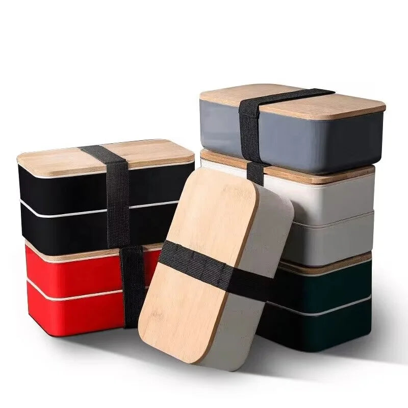 Manufacturer's Custom Logo Bamboo Lid Lunch Box Bento Free Cutlery for School-Age Kids and Enfants
