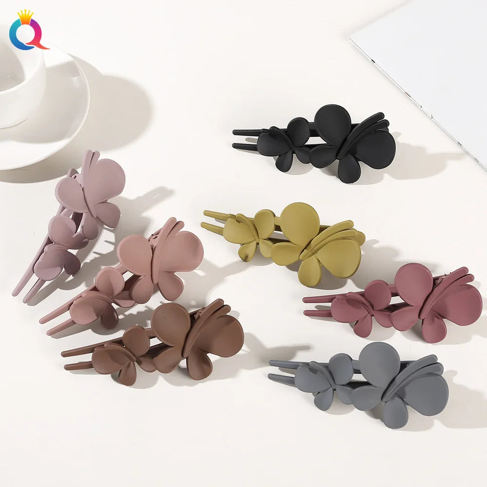 QIYUE Frosted Large Butterfly Duckbill Hair Clip Senior Sense Ponytail Grip Accessory Made of Durable Plastic