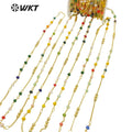 WT-RBC199 Wholesale Gold Plated Women DIY Jewelry Brass Rosary Beads Chain Handmade Jewelry Necklace Chain Colorful Beads Chain