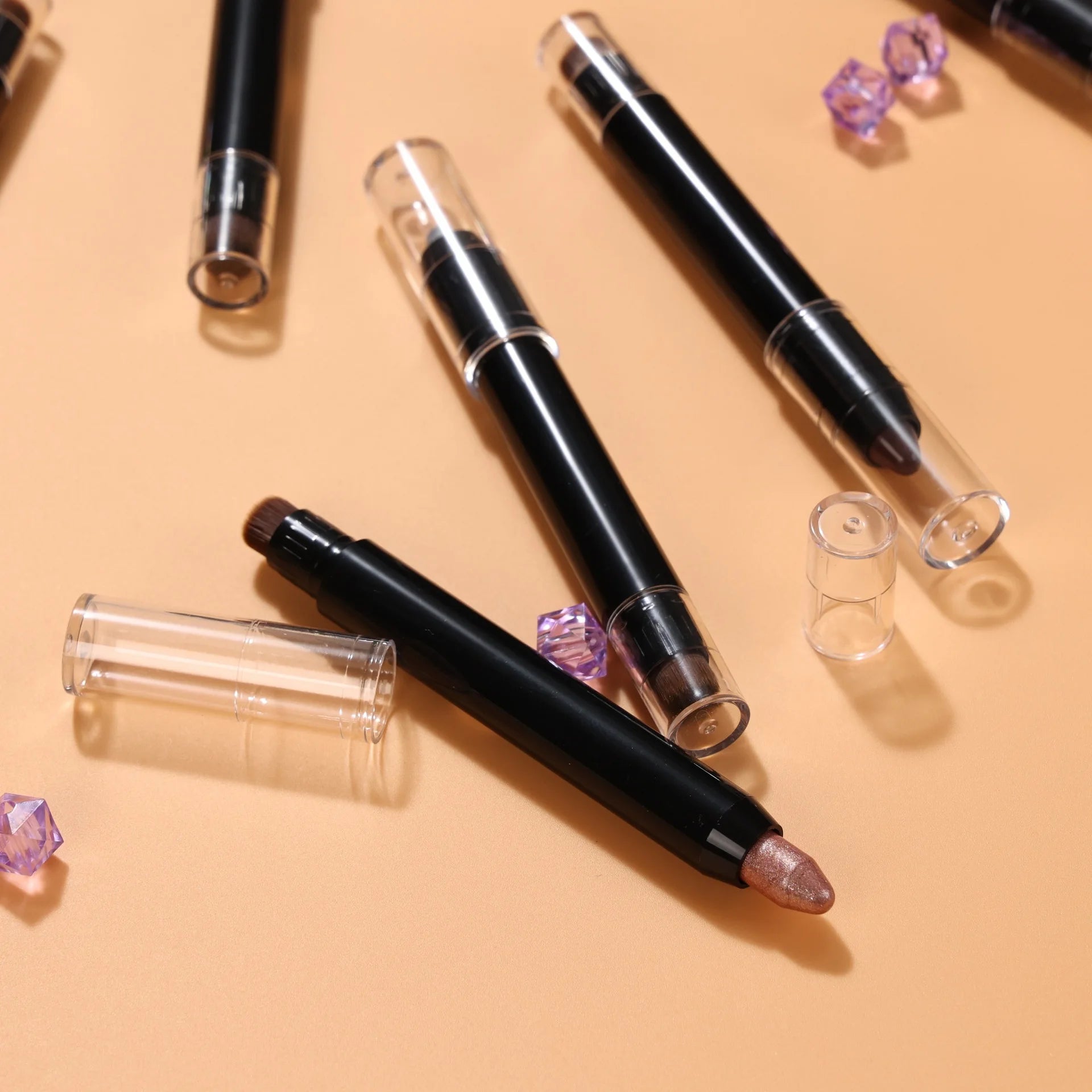 Private Label Blush Pen High Pigmented Glitter Shimmer Bronzer Highlighter Eyeshadow Stick With Brush