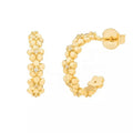 LOZRUNVE Classic Hoop Tiny Daisy Flower Diamond Gold Plated 925 Silver Huggie Earrings