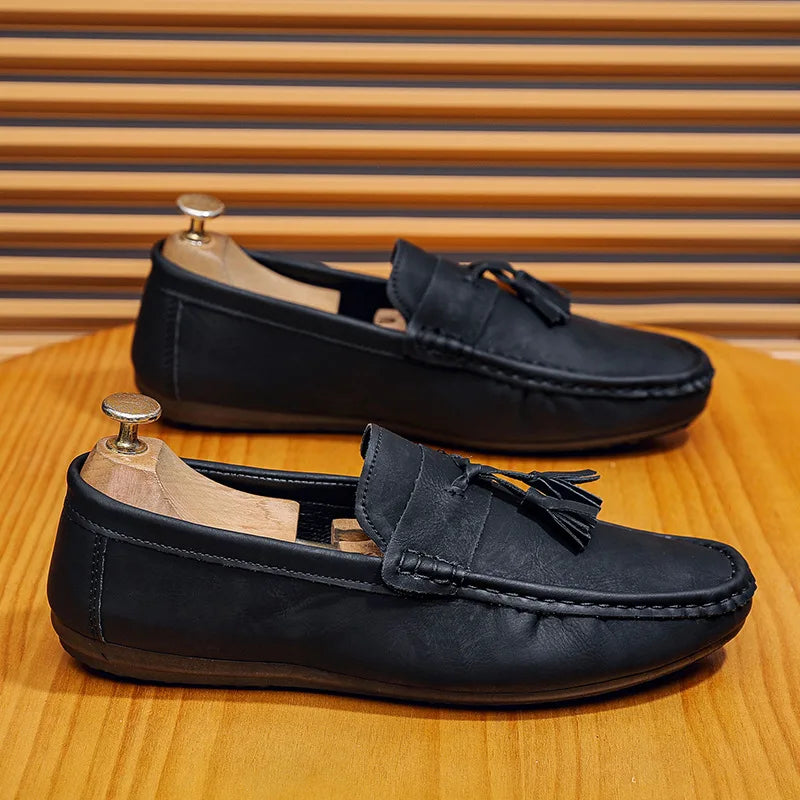 Men's Loafers Driving Shoes Penny Loafer Flats Uniform Dress Oxford Shoes Leather Slip on Handmade Light Weight Flat Breathable