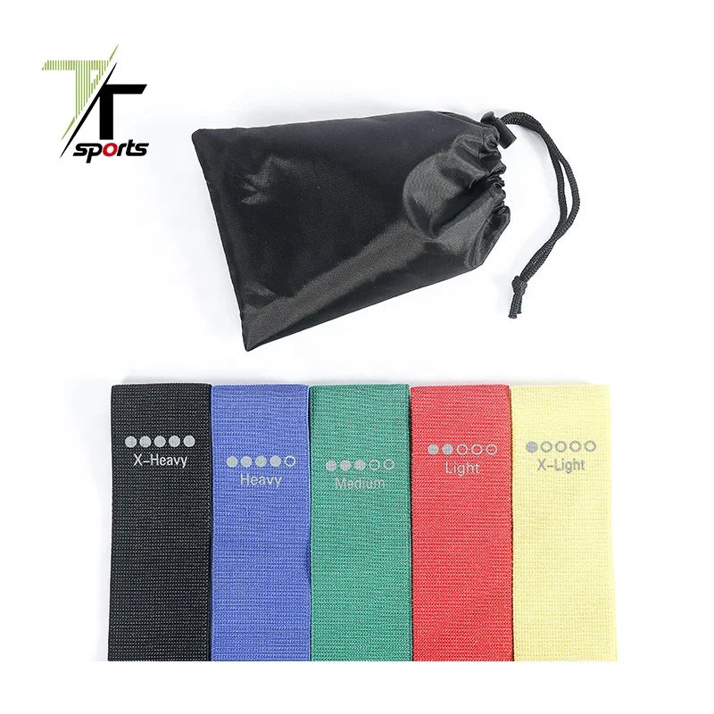 Cheap Custom Print Polyester Fabric Durable Exercise Band Set Elastic Fitness Resistance Bands