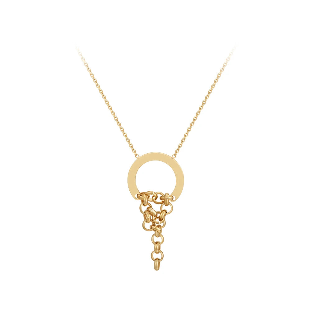 Latest 18K Gold Plated Stainless Steel Jewelry Round Link Chain Pendant HipHop Punk for Women Accessories Necklace P233427
