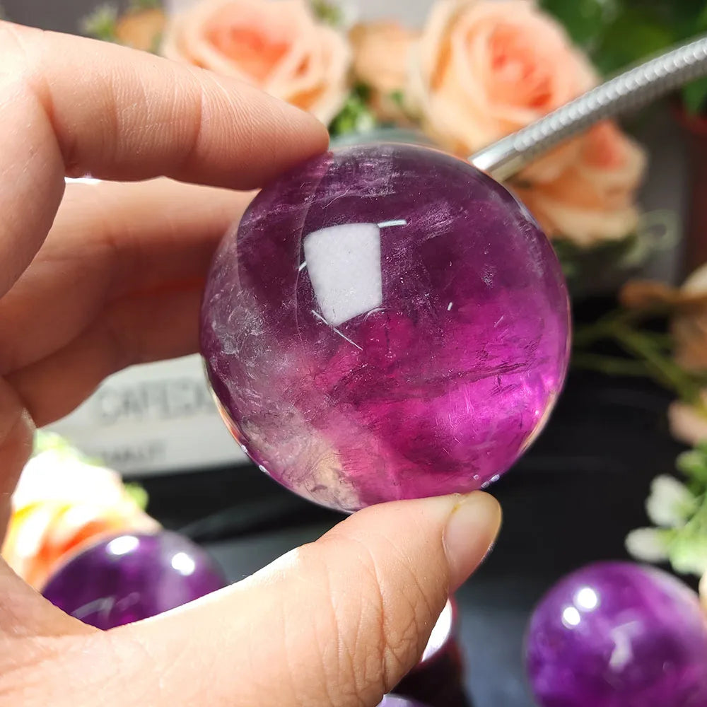 Natural Crystal Energy Sphere Purple Fluorite Ball Natural Quartz for Room Decoration